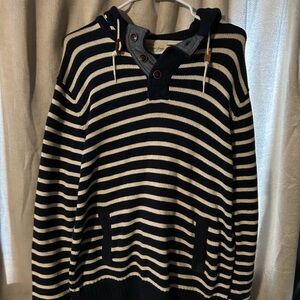 H&M Men's Sweater in Navy and Cream Stripes